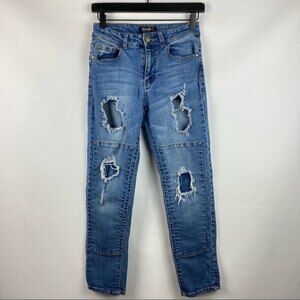 Black Label Distressed Jeans Womens Size 3 Denim Pants Casual Pockets